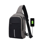 USB port¨¢til carregamento Casual Sports Backpack Crossbody Bolsa de Ombro Peito Bag