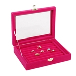 Velvet Madeira anel pingente de jóias de exibição Titular Organizer Box Bandeja armazenamento caso Brinco