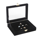 Velvet Madeira anel pingente de jóias de exibição Titular Organizer Box Bandeja armazenamento caso Brinco