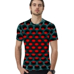 Verão 3D Honeycomb Impressão Digital soltas de manga curta T-shirt por Casais