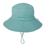 Verão Unisex Kids Solid Color Respirável Anti-UV Wide Brim Chin Strap Sun Hat