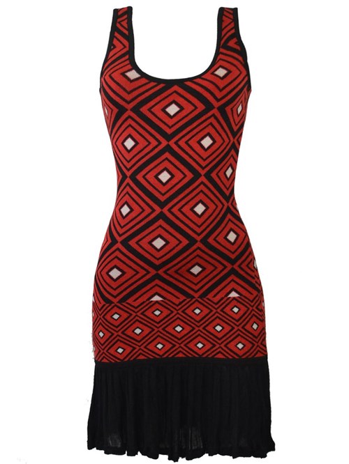 Vestido Iodice Tricot Vermelho e Preto