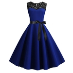 Vestido Midi Renda Feminina Sem Manga Festa Noiva Casamento Formatura Cor Azul Escuro Tamanho G