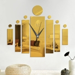 Elegante Espelho acrílico-Surface Noiseless Relógio de parede Sticker Set DIY Arte Mural Decoração Relógio de parede