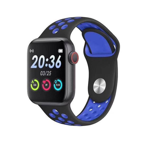 W5 Relógio Inteligente Saúde Pulseira de Monitoramento Fitness Smartwatch Esporte Android - Preto com Azul - Wearfit