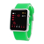 Women Mens Digital Red LED Sports Watch Binary Wristwatch Silicone GN