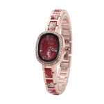 Women Oval Shell Flower Full Diamond Bracelet Watch Analog Quartz Wrist Watch