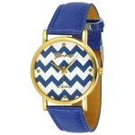 Women`s Genebra Chevron Estilo Couro Watch - Azul