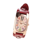 Women Watch Couro Strap retângulo Dial colorido Número Quartz Relógio de pulso