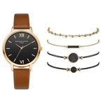 Women's Quartz Leather Band Strap Watch Analog Wrist Bracelet bracelet Watch Set