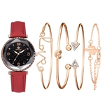 Women's Quartz Leather Band Strap Watch Analog Wrist Bracelet bracelet Watch Set