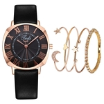 Women's Quartz Leather Band Strap Watch Analog Wrist Bracelet bracelet Watch Set