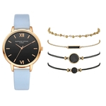 Women's Quartz Leather Band Strap Watch Analog Wrist Bracelet bracelet Watch Set