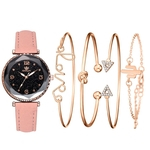 Women's Quartz Leather Band Strap Watch Analog Wrist Bracelet bracelet Watch Set