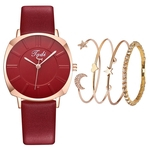 Women's Quartz Leather Band Strap Watch Analog Wrist Bracelet bracelet Watch Set