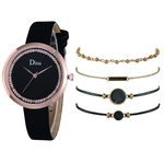 Women's Quartz Leather Band Strap Watch Analog Wrist Bracelet bracelet Watch Set