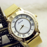 Womens Roman Numerals Quartz Gold Stainless Steel Wrist Watch