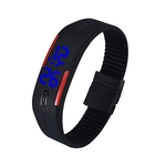 Womens Rubber Mens LED azul Assista Data Sports Pulseira Digital rel¨®gio de pulso B & R