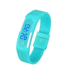 Womens Rubber Mens LED azul Assista Data Sports Pulseira Digital rel¨®gio de pulso SB