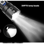 XHP70 LED 5 modos que escurecem a lanterna elétrica de carregamento de alto brilho USB lanterna xled