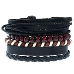 Woven PU Vintage Bracelet Hemp Rope Rivet bracelete frisado Vintage Casual