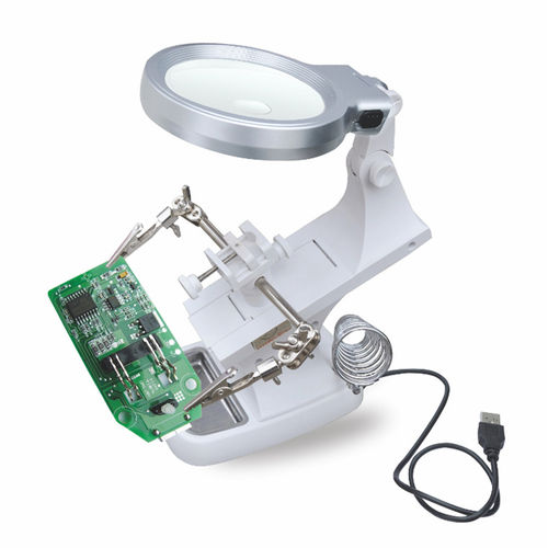 3X 4.5X desktop Lupa com 10 LED Light & jacaré lentes ópticas para uma soldadura de Detecção de Reparação