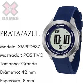 X Games Feminino Esportivo Prata Azul Prova D`água Xmppd387