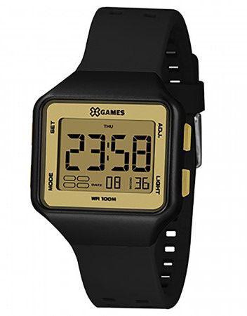 X-games Masculino Quadrado Digital Dourado Borracha Preto Xlppd039-cxpx