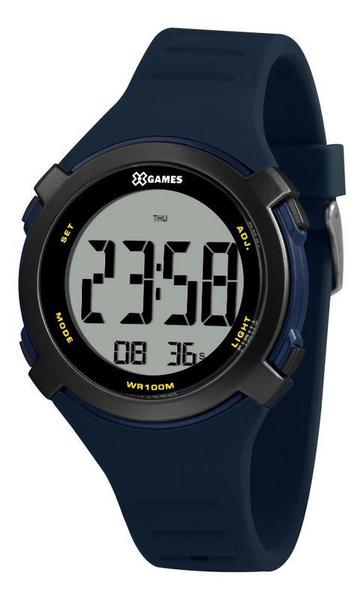 X-games Masculino Redondo Digital Preto/azul Borracha Azul Xmppd588-bxdx