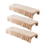 3x Macio Veludo Cristal Tampa Da Folha Da Cama De Massagem Com Furo Rosto Camel-80x190cm