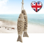 2x Peixe Pendurado Em Madeira Esculpida À Beira-mar Náutico Parede Costeira Home Decor UK