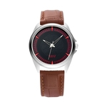 YAZOLE Men Fashion Concise Watch Round Dial Clock Relógio de pulso de quartzo com pulseira de couro 395
