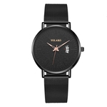 YOLAKO Minimalista Men Round Dial Mesh Band Calendar Relógio De Quartzo Analógico