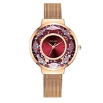 YOLAKO Mulheres Quicksand Rhinestone Round Dial Mesh Band Relógio De Pulso De Quartzo Analógico