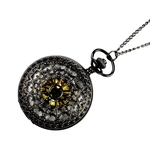 Black Spider Vintage Pocket Watch Web com cadeia colar de pingente antigo Colar Assista