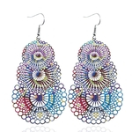 Ornamento Eardrop colorido Wafer estilo Bohemian Mulheres Retro Brincos longos