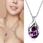 Zircão Roxo Das Mulheres Teardrop Pingente De Corrente Gargantilha Colar Noble Jewelry Gift