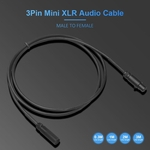 Ficha técnica e caractérísticas do produto 0.3 / 1/2 / M 3 Pin MINI XLR masculino para feminino cabo de áudio do microfone Interface de Conexão Fotografia Equipamento Para Câmeras 3