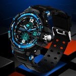 Ficha técnica e caractérísticas do produto 2016 Luxo Waterproof Desporto Militar Homens Shock Moda multifunções Assista Men estilo analógico Quartz Digital Assista