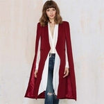 Ficha técnica e caractérísticas do produto 2017 Estilo Europeu Inverno Relógio Mulheres Cardigans Moda Longo Feminino Poncho Pockets Casual Cape Trench Coats Rua Casacos