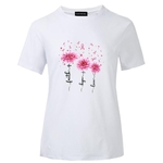 Ficha técnica e caractérísticas do produto 2019 New Moda Casual Pink Pink Ribbon Daisy flor do amor da fé da esperança impressão da camisa de manga curta em torno do pescoço Tops For Men Mulheres