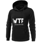 Ficha técnica e caractérísticas do produto 2019 New Moda feminina Hoodie Wtf Onde & # 39; S The Food Letra engraçada Imprimir manga comprida Casual mulheres moletom com capuz de