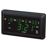 Ficha técnica e caractérísticas do produto  12/24 horas Alarme LED Digital Clocks Desktop Clock relógio grande número Display LCD Temperatura Data Semana Mês Tabela