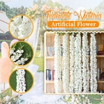 Ficha técnica e caractérísticas do produto 120 cm de comprimento Artificial Wisteria Flor Videira Hortênsia De Seda rattan DIY festa de aniversário de Casamento Decoração Parede cenário flores