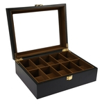 Ficha técnica e caractérísticas do produto 10 grades de madeira Relógio de jóias caixa de exibição de armazenamento organizador