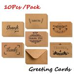 10pcs \\ / Pack Papel Kraft Brown Obrigado Cartões Obrigado Cartão U Saudação Envelopes Kraft Papel Para O Casamento, Formatura, 4 X 6 Polegadas