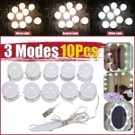 Ficha técnica e caractérísticas do produto 10pcs LED lâmpadas de penteadeira lâmpadas kit espelho de vaidade luzes reguláveis uk