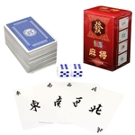 Ficha técnica e caractérísticas do produto 144 Pçs / set Mah Jong MahJong Jogo De Cartas de Baralho Chinês Com 2 Pcs Dices Kit de Cartas de Baralho de Entretenimento Portátil de Viagem Novo