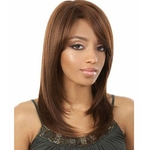 Ficha técnica e caractérísticas do produto 16 inches Women Fashion Medium-length daily style wig long straight Light brown hair wigs for women inclined bang