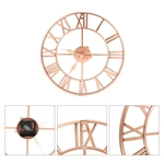 Ficha técnica e caractérísticas do produto 40 cm Silent Rose gold & Copper Roman Metal Openwork Relógio de Parede Home Decor Sala Design Simples